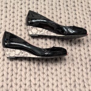 Shoes of Prey Black Patent Wedge Flats | EU 39.5 (Fits US 9) | Comfort Wedge